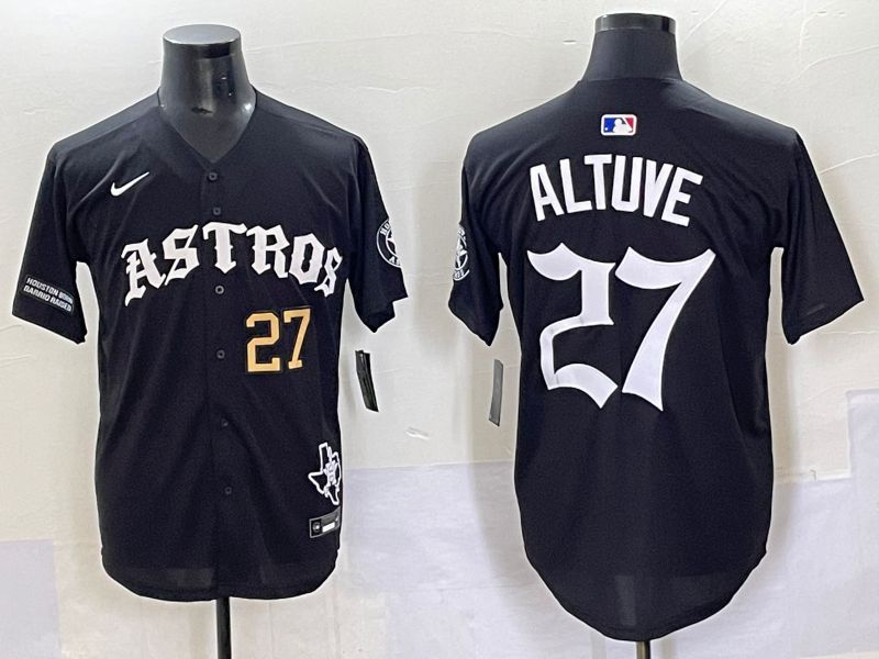 Men 2025 Houston Astros 27 Altuve Black Seven generations Joint Name Nike MLB Jersey style 5